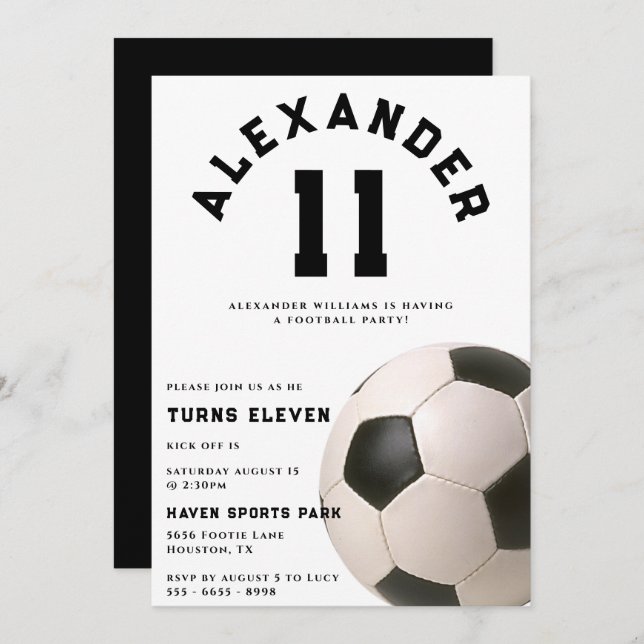 Convites Festa de aniversário de futebol infantil (Frente/Verso)