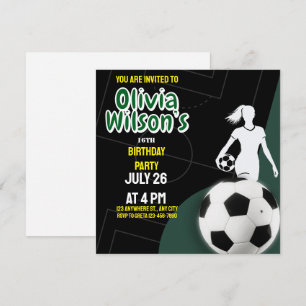 Convites Festa de aniversário de futebol, jogadora de futeb