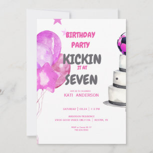 Convites Festa de Aniversário de Futebol Kickin it Rosa
