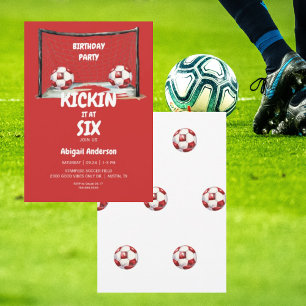 Convites Festa de Aniversário de Futebol Kickin it Vermelho