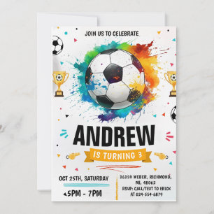 Convites Festa de Aniversário de Futebol Personalizada