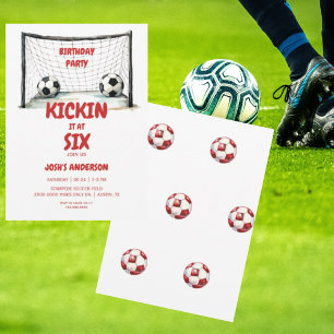 Convites Festa de Aniversário de Futebol Vermelho e Branco