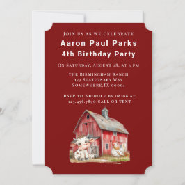 Convites Festa de aniversário de Galinha do Carão Vermelho