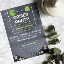 Festa de Aniversário de Gamer Verde e Branco