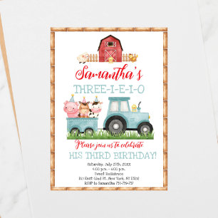 Convites Festa de aniversário de garagem azul de animais de