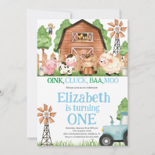 Convites Festa de aniversário de garagem azul de animais de