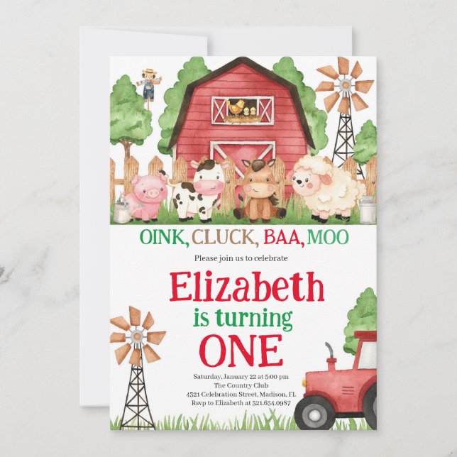 Convites Festa de aniversário de garagem de animais de cria (Frente)