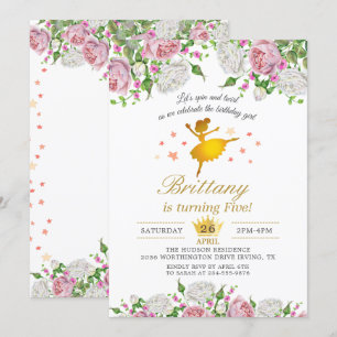 Convites Festa de aniversário de Garota Floral Elegante Do