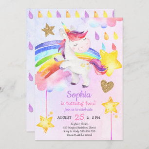 Convites Festa de aniversário de Garota Mágica do Unicórnio