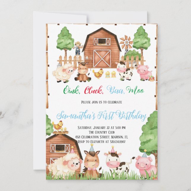 Convites Festa de aniversário de Garoto Azul de Barnyard (Frente)