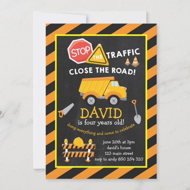 Convites Festa de aniversário de Garoto de Construção de Ca (Frente)