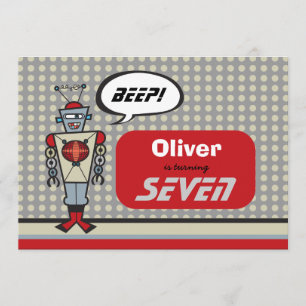 Convites Festa de aniversário de Garotos Bonitos Robôs Re