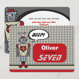 Convites Festa de aniversário de Garotos Bonitos Robôs Retr