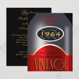 Convites Festa de Aniversário de Garrafa Prata Vermelha Vin