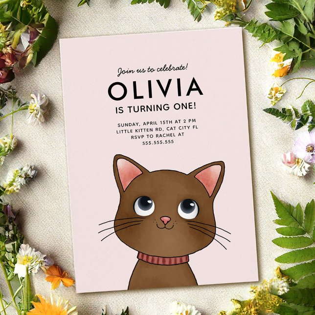 Convites Festa de aniversário de gatinho (Criador carregado)