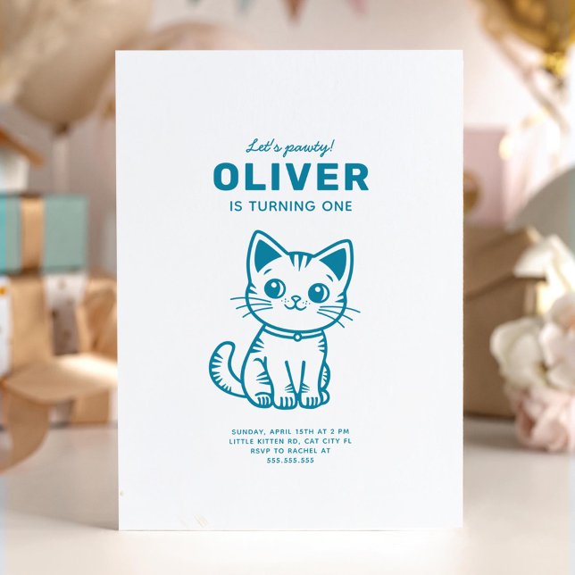 Convites Festa de aniversário de gatinho azul (Criador carregado)