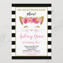 Convites Festa de aniversário de gatinho branco preto
