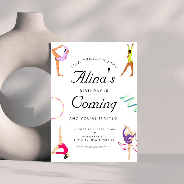 Convites Festa de aniversário de ginástica moderna (Criador carregado)