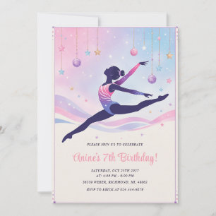 Convites Festa de aniversário de ginástica para meninas