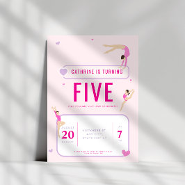 Convites Festa de aniversário de ginástica rosa