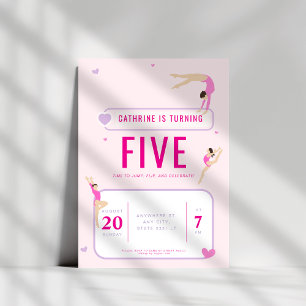 Convites Festa de aniversário de ginástica rosa