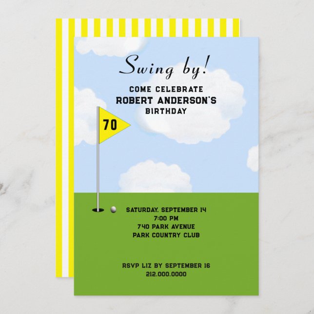 Convites Festa de aniversário de Golf Themed (Frente/Verso)