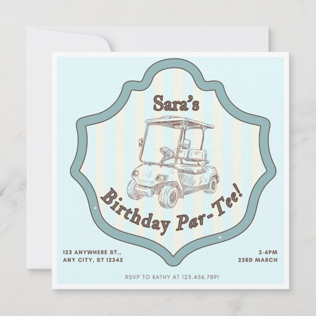 Convites Festa de aniversário de Golf Themed (Frente)