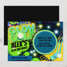 Festa de Aniversário de Golfe Brilho Azul Amarelo