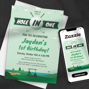 Convites Festa de Aniversário de Golfe Par tee Hole-In-One 