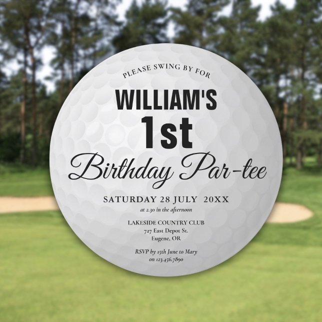Convites Festa de Aniversário de Golfe para Qualquer Idade  (Any Age Golf Birthday Party Golf Ball Invitation)