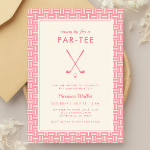 Convites Festa de Aniversário de Golfe Rosa Moderno para El