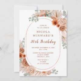 Convites Festa de aniversário de Grass Boho Terracotta Pamp