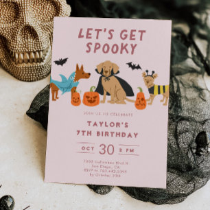 Convites Festa de Aniversário de Halloween com Cachorros Fa