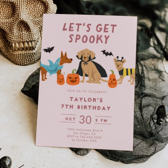 Convites Festa de Aniversário de Halloween com Cachorros Fa (Criador carregado)