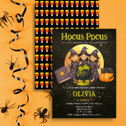 Convites Festa de Aniversário de Halloween Hocus Pocus