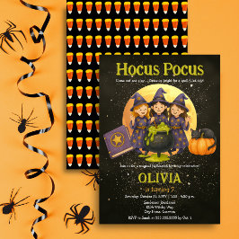 Convites Festa de Aniversário de Halloween Hocus Pocus