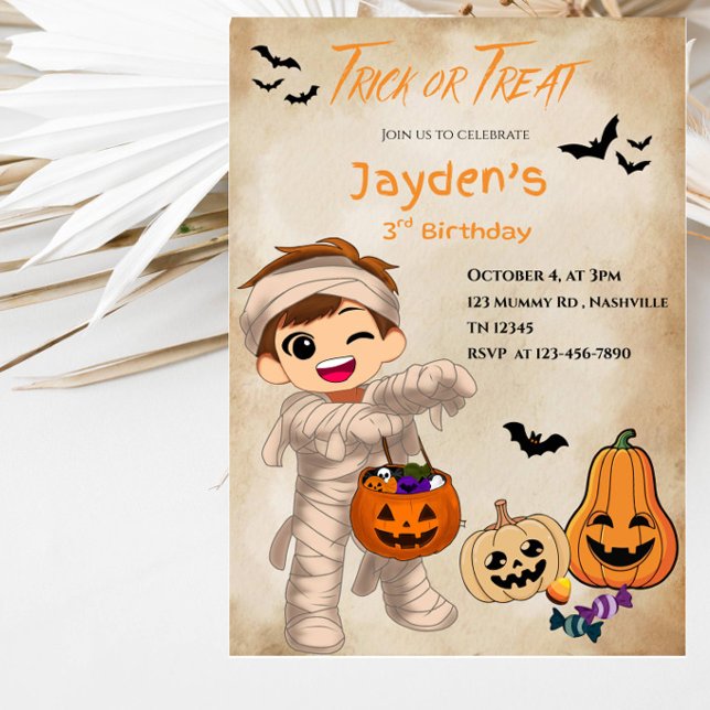 Convites Festa de Aniversário de Halloween para Menino com  (Criador carregado)