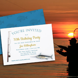 Convites Festa de Aniversário de Homem Adulto de Pesca em Á
