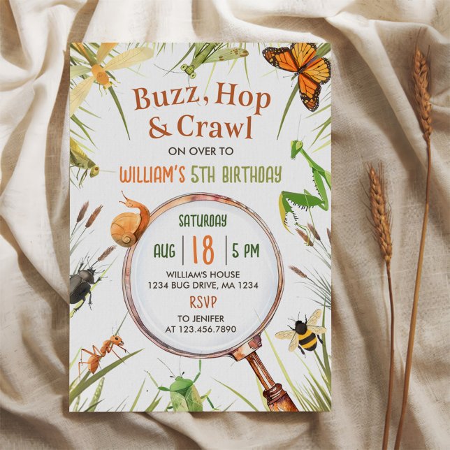 Convites Festa de aniversário de Insetos da Natureza (Criador carregado)