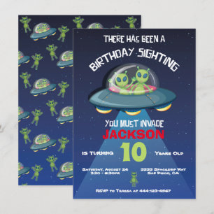 Convites Festa de aniversário de invasão de Alienígena e