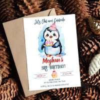 Festa de aniversário de inverno de pinguins editáv