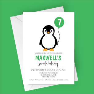 Convites Festa de aniversário de inverno do Pinguim Minimal