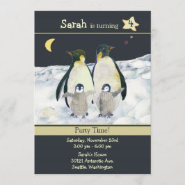 Convites Festa de aniversário de inverno dos pinguins