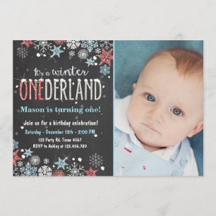 Convites festa de aniversário de inverno Onederland, garot