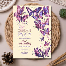 Festa de aniversário de jardim com borboletas