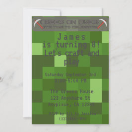 Convites Festa de aniversário de jogadores de pixel para ra