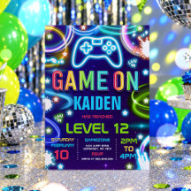 Festa de Aniversário de Jogo de Vídeo Neon Jogo No