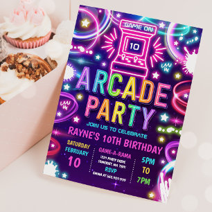 Convites Festa de aniversário de jogos com retícula de bril