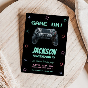 Convites Festa de Aniversário de Jogos de Vídeo