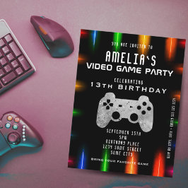 Convites Festa de Aniversário de Jogos de Vídeo Controle Ne
